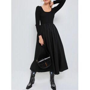 MOON RIVER Black Midi Dress